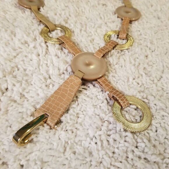 Vintage Stretch Belt Leather Shell Gold size L - Picture 1 of 9
